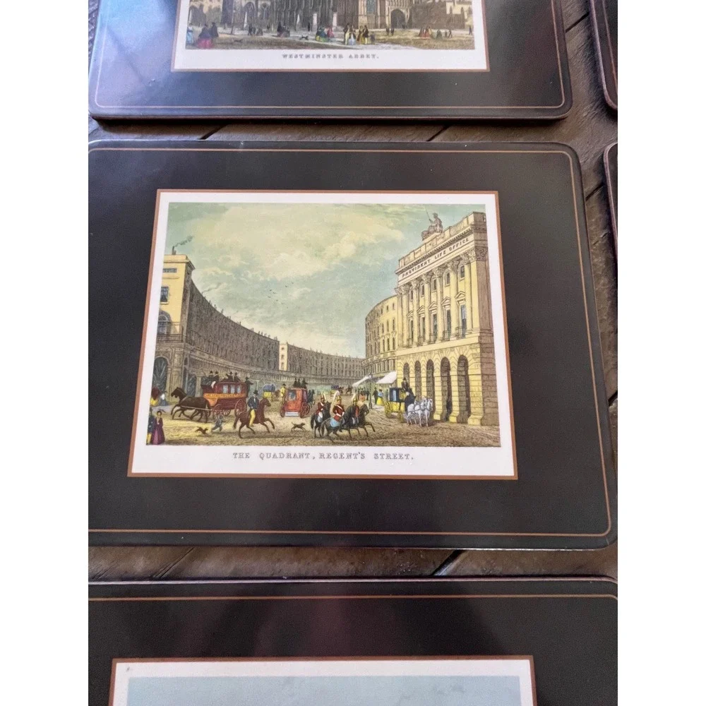 Pimpernel De Luxe Finish London Landmarks Placemats Set of 6 Vintage Black Gold